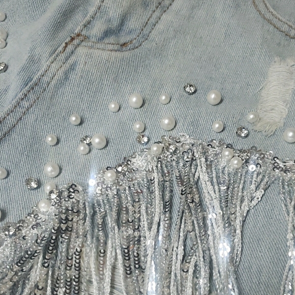 Light Blue Denim Shorts - Picture 7 of 14